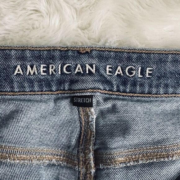 American Eagle Tomgirl Jeans 8 (31x31) Blue Button Fly Mid Rise Denim Womens - Picture 3 of 11